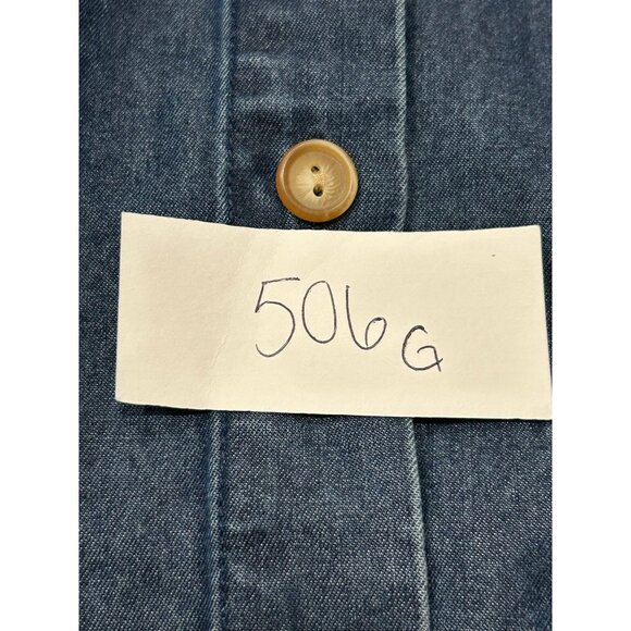 Denim & Co. Button-Up Denim Shirt Blue Sz Medium Cotton Blend Classic Retro - Picture 8 of 9